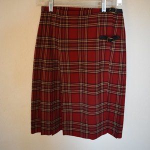 Vintage red pleated plaid skirt by Eddie Bauer